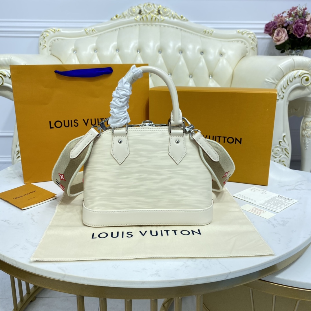 Louis Vuitton ALMA BB Epi Leather Handbag M58706 Quartz White